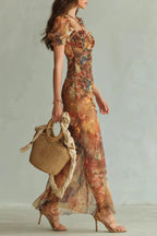 Florie - Vestido Floral Elegante con Abertura Romántica