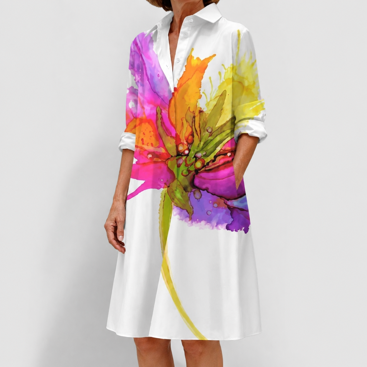 Vestido Camisero Acuarela Vivo