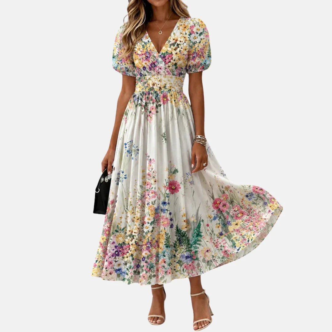 Floriel - Vestido Midi con Estampado Floral Femenino