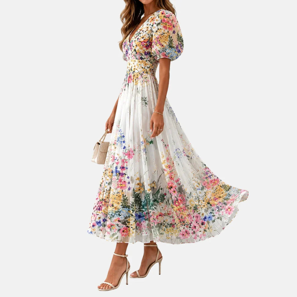 Floriel - Vestido Midi con Estampado Floral Femenino