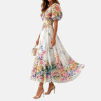 Floriel - Vestido Midi con Estampado Floral Femenino