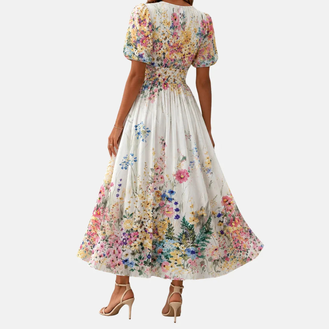 Floriel - Vestido Midi con Estampado Floral Femenino