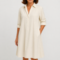 Vestido Camisero Crema Holgado