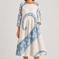 Vestido Celeste con Motivo Ondulado Artístico