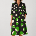 Vestido Camisero de Lunares Verdes