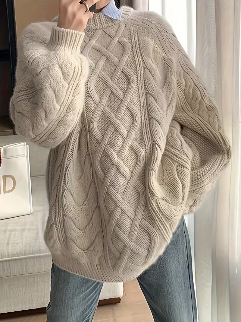 Gienah - Pull Décontracté en Maille Naturelle Torsadée