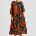 Vestido Marina con Estampado Marino Artístico