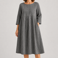 Vestido Holgado de Rayas Elegantes con Bolsillos