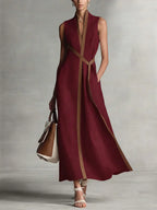 Maram - Vestido Maxi de Lino Sofisticado con Cinturón