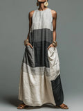 Beryl - Vestido Maxi de Patchwork a Rayas