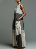 Beryl - Vestido Maxi de Patchwork a Rayas