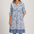 Vestido Botánico Azul con Cenefa