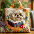 Nori - Bolso Tote Cosido a Mano con Cachorro que Lee
