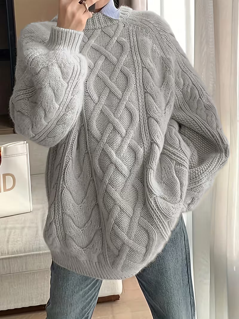 Gienah - Pull Décontracté en Maille Naturelle Torsadée