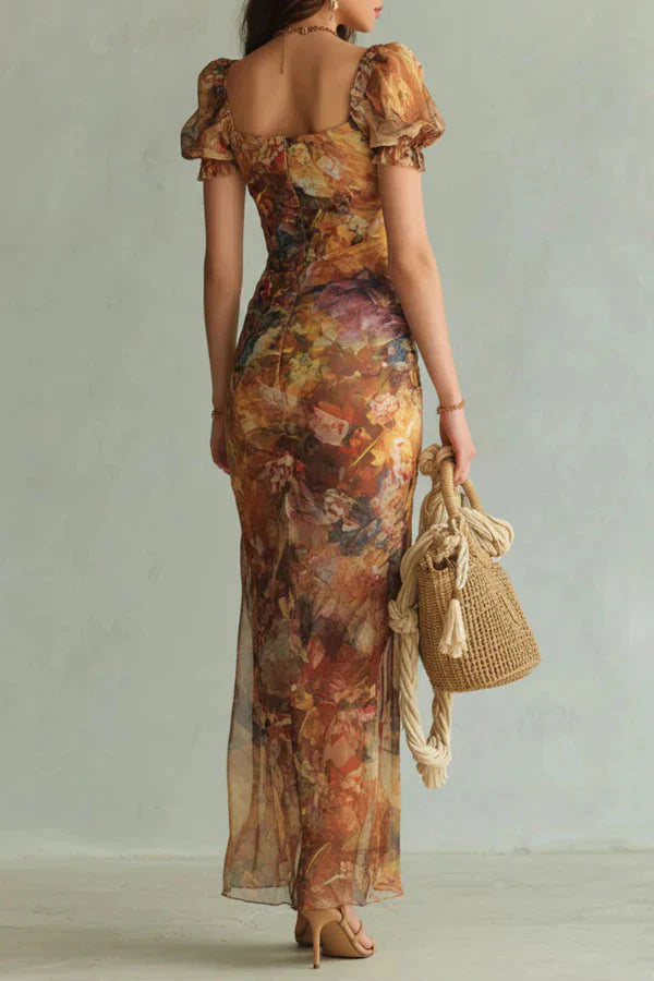Florie - Vestido Floral Elegante con Abertura Romántica