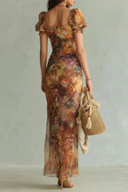 Florie - Vestido Floral Elegante con Abertura Romántica