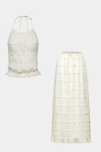 Eugenie Conjunto a Juego con Top Plisado y Falda
