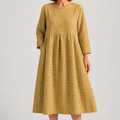 Vestido Midi Mostaza de Comodidad Atemporal