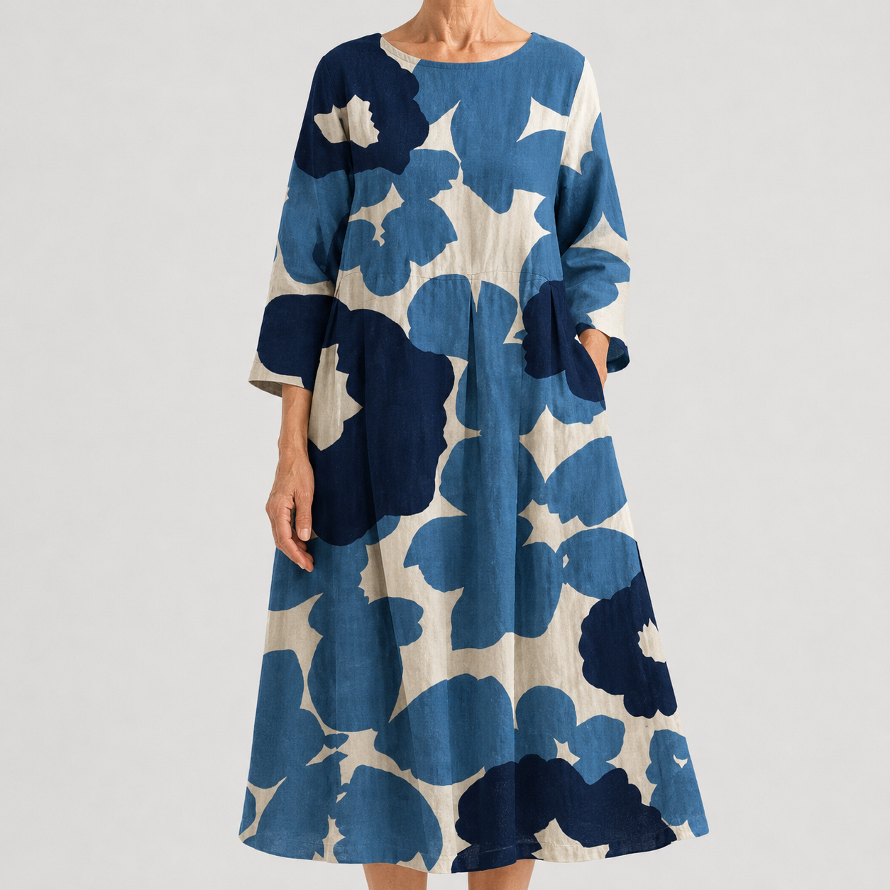 Vestido Midi Floral Azul de Encanto Relajado