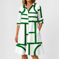 Vestido Camisero Geométrico Verde