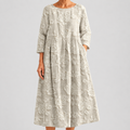 Vestido Midi Beige Floral de Estilo Atemporal
