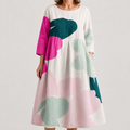Vestido Midi Floral Artístico de Comodidad Refinada