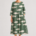 Vestido Midi Estampado Marino de Comodidad Natural