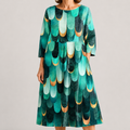 Vestido Midi Esmeralda de Estilo Elegante y Holgado
