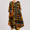 Vestido Midi Artístico con Estampado Geométrico