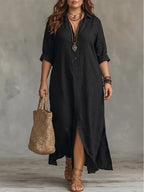 Whitney - Vestido Maxi Camisero con Abertura