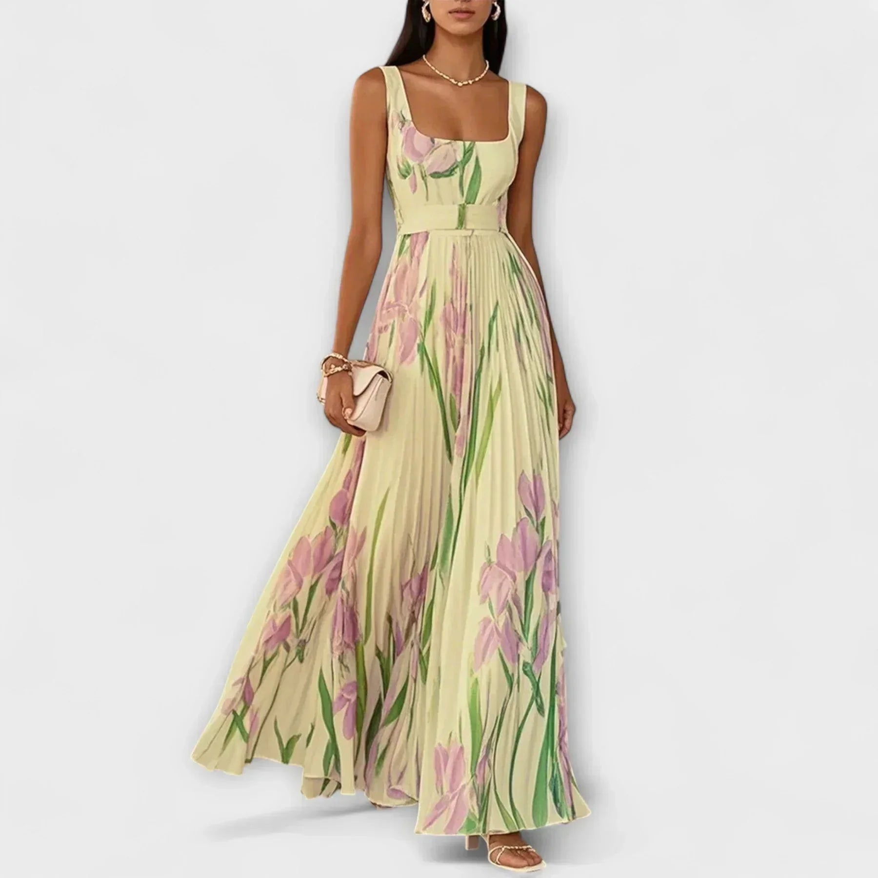 Evelina - Vestido Largo Elegante con Estampado Floral