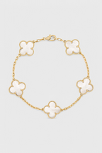 Pulsera con Motivo de Trébol y Elegancia Baño de Oro
