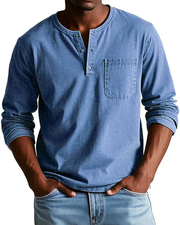 Sebastian - Camisa Retro de Denim Ligero Premium