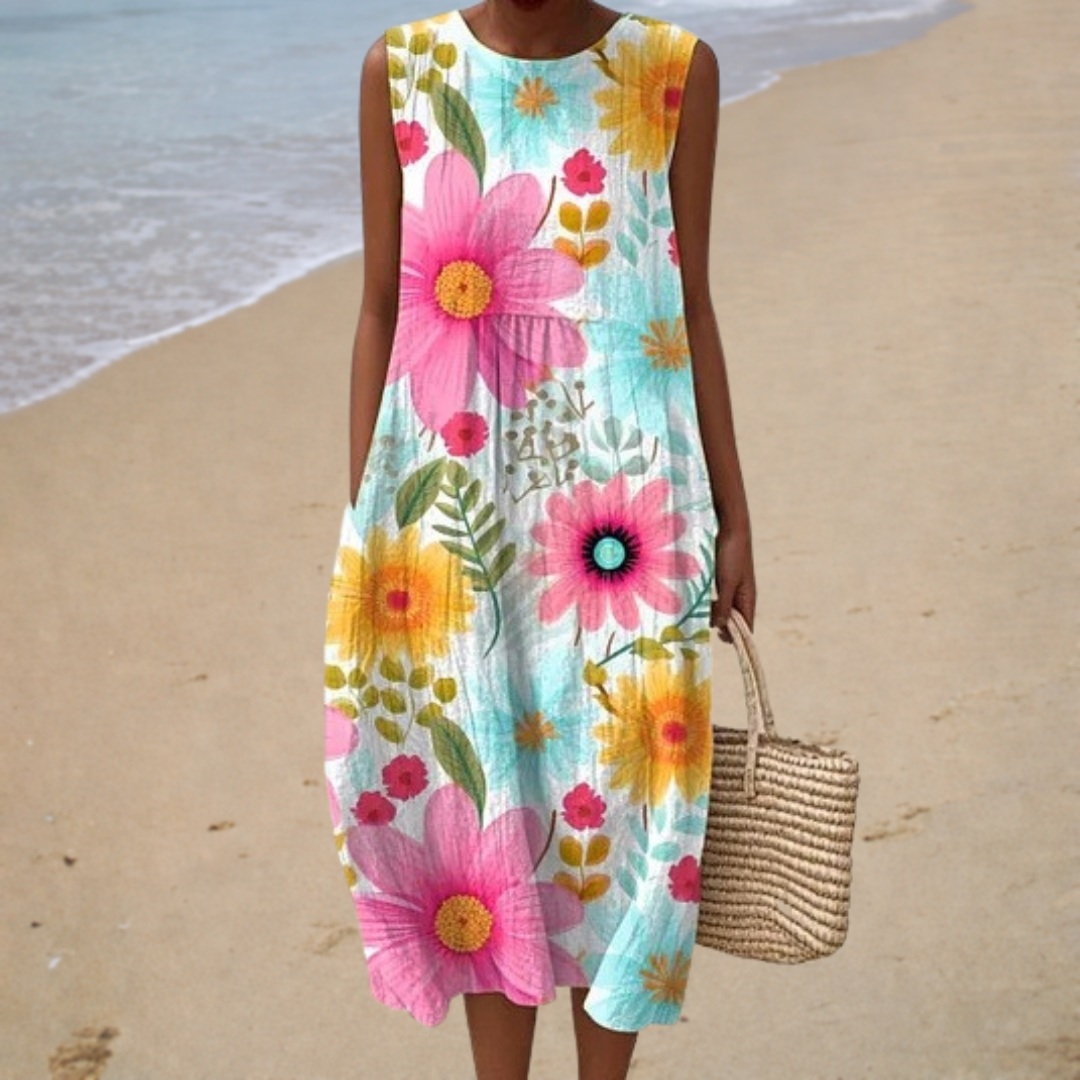 Analisa | Vestido midi con estampado floral