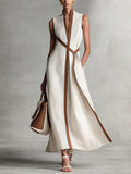 Maram - Vestido Maxi de Lino Sofisticado con Cinturón