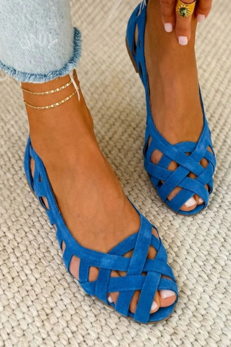 Grasia - Sandalias Estilo Bailarina con Tiras Cruzadas