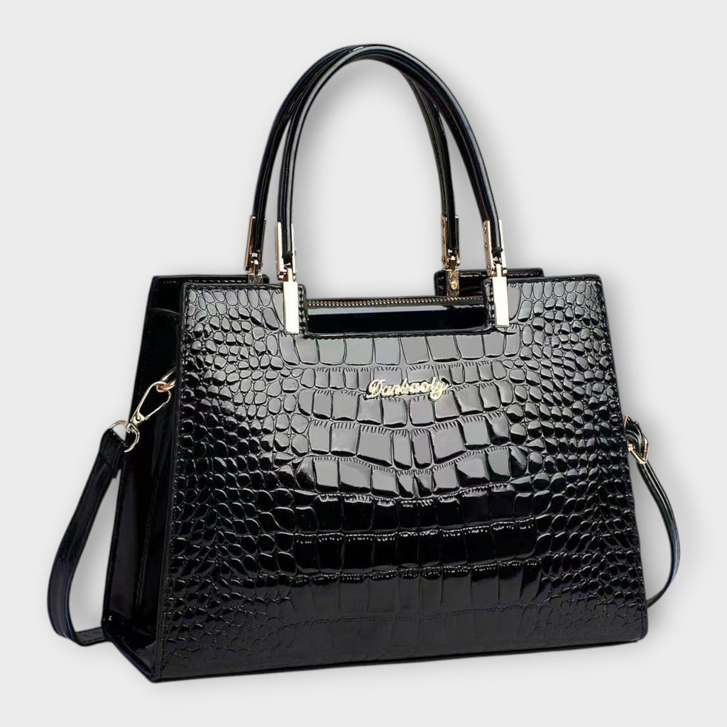 BOLSO CON ESTAMPADO DE COCODRILO BRILLANTE