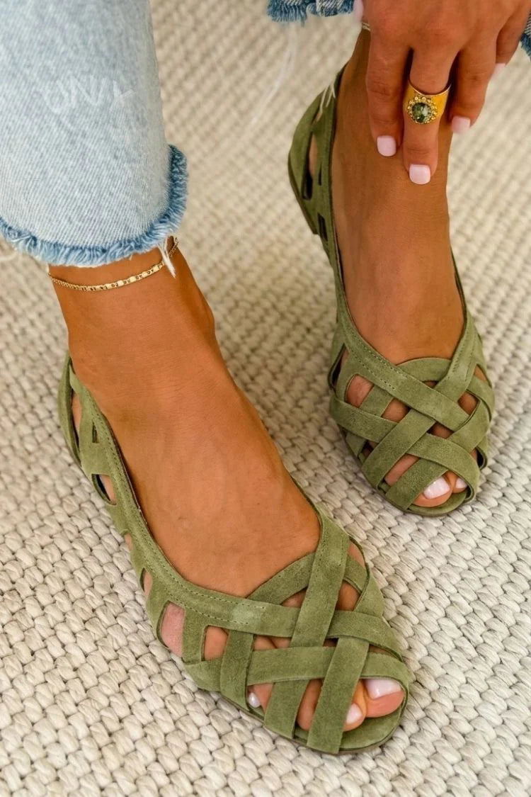 Grasia - Sandalias Estilo Bailarina con Tiras Cruzadas