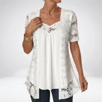 Yolaine - Blusa Femenina con Chaqueta Floral Bordada