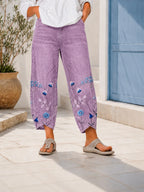 Greta - Pantalón Casual Bordado con Flores