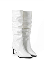 Botas de Cuero Sintético con Pliegues y Punta Afila