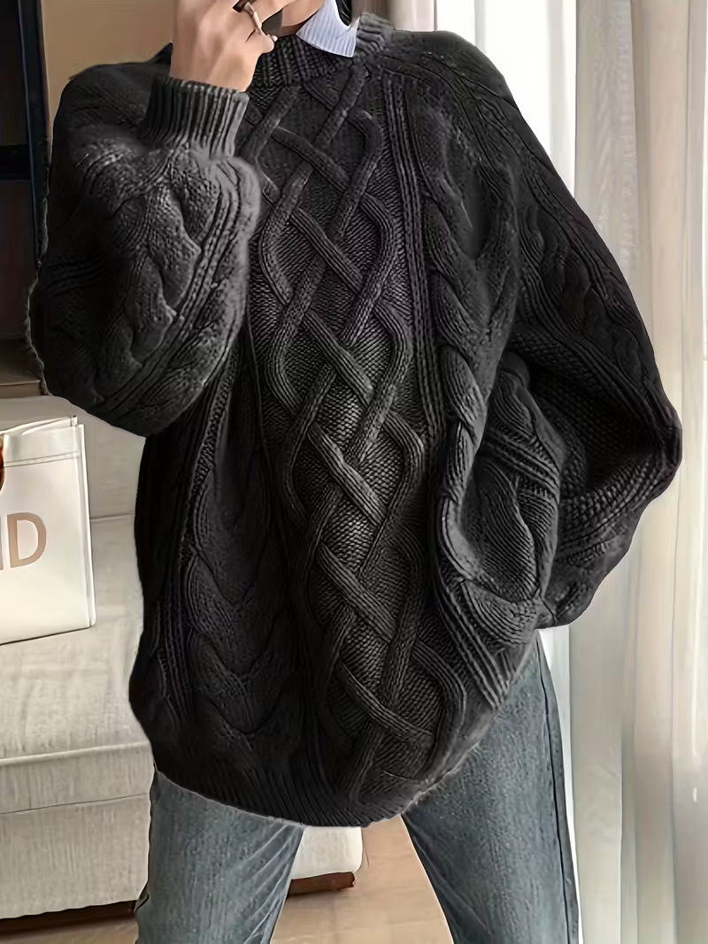 Gienah - Pull Décontracté en Maille Naturelle Torsadée