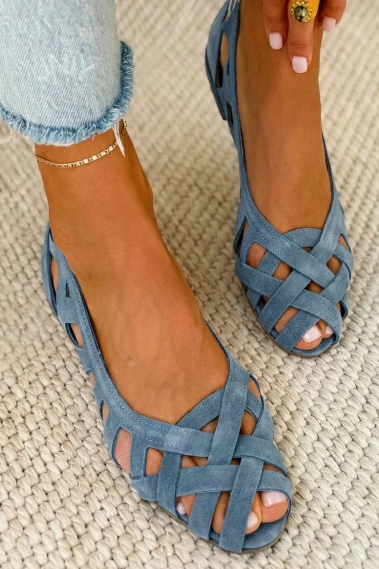 Grasia - Sandalias Estilo Bailarina con Tiras Cruzadas