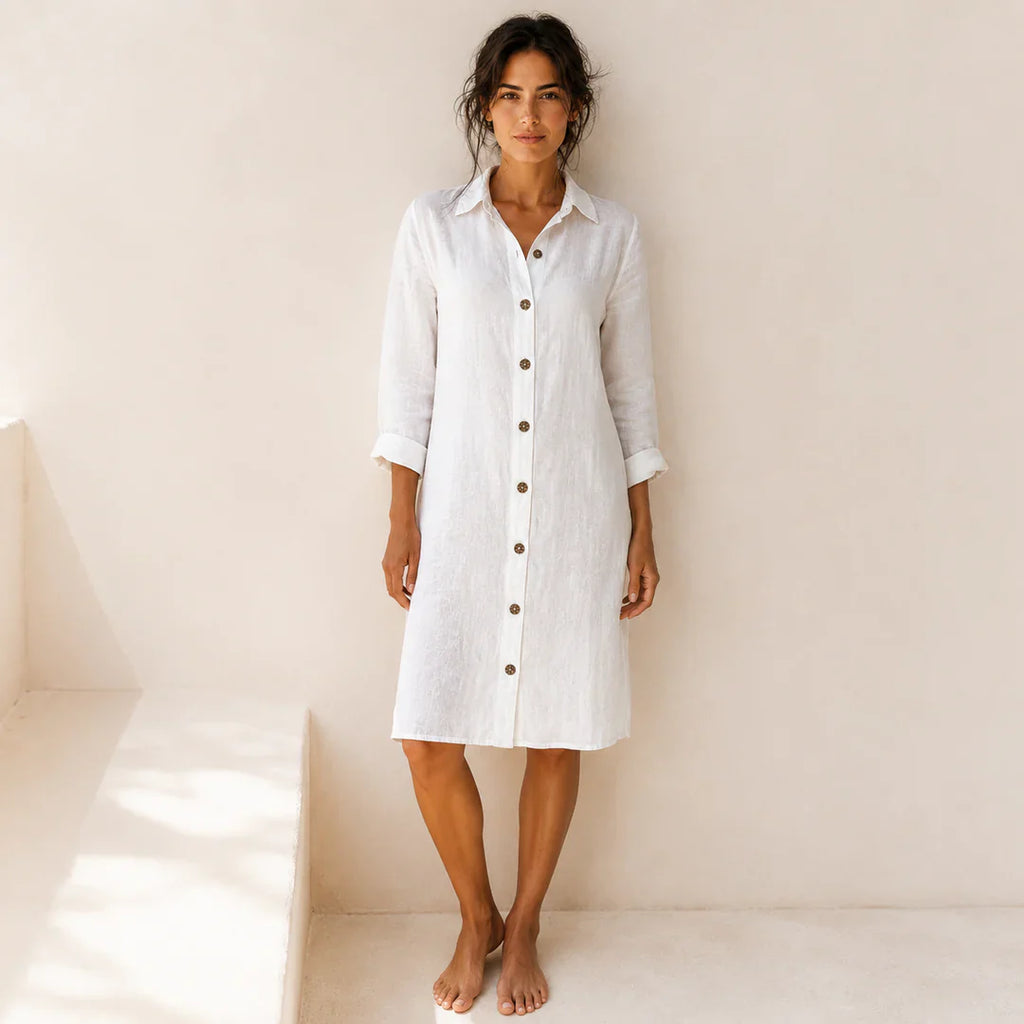 Sada - Vestido Camisero de Lino Suave y Transpirable