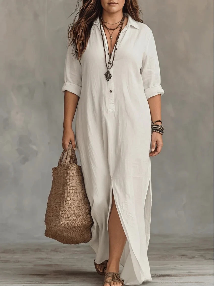 Whitney - Vestido Maxi Camisero con Abertura