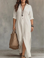 Whitney - Vestido Maxi Camisero con Abertura