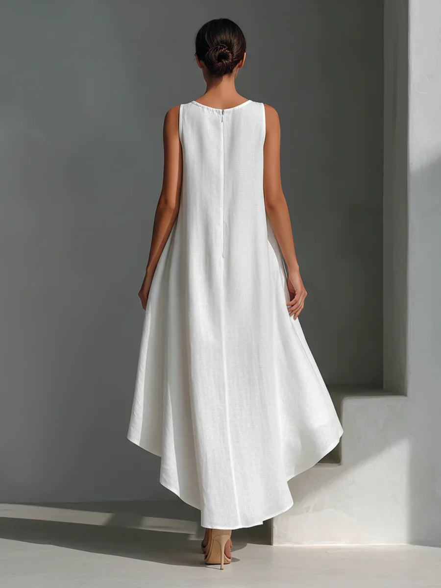 Renia - Vestido de Algodón Fluido de Longitud Asimétrica