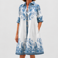 Vestido Camisero Paisley Azul