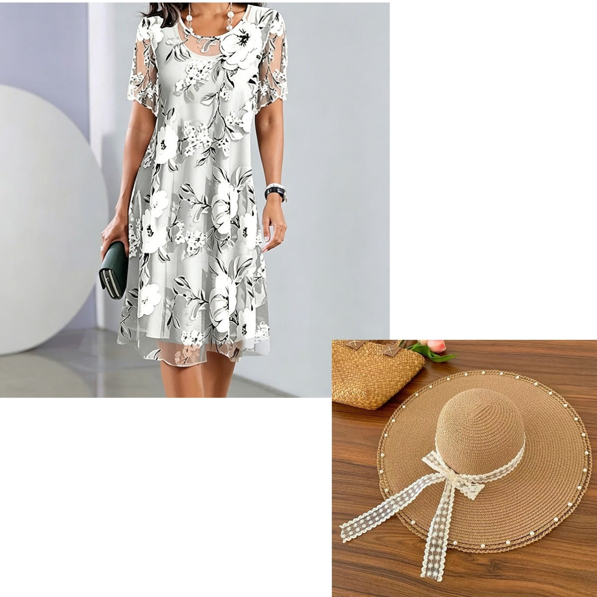 🔥Limited-time offer-Women's Elegant Floral Print Chiffon Dress