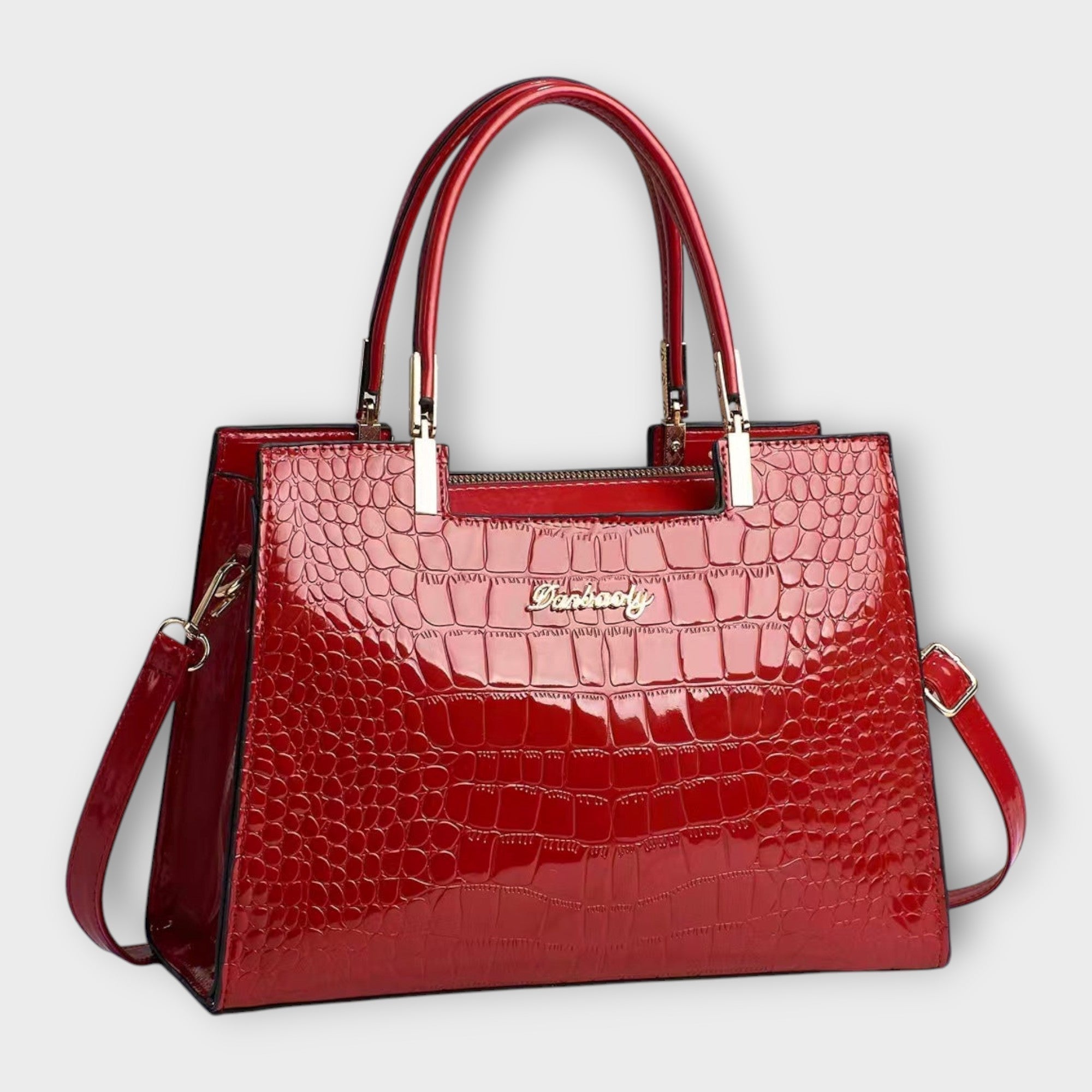 BOLSO CON ESTAMPADO DE COCODRILO BRILLANTE